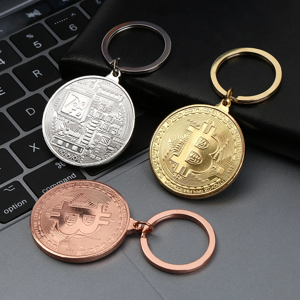 Bitcoin Commemorative Collectors Coin Key Chain