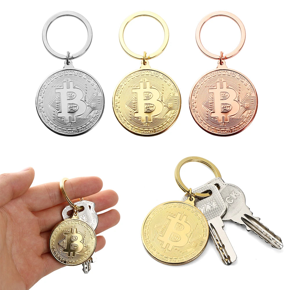 Bitcoin Commemorative Collectors Coin Key Chain