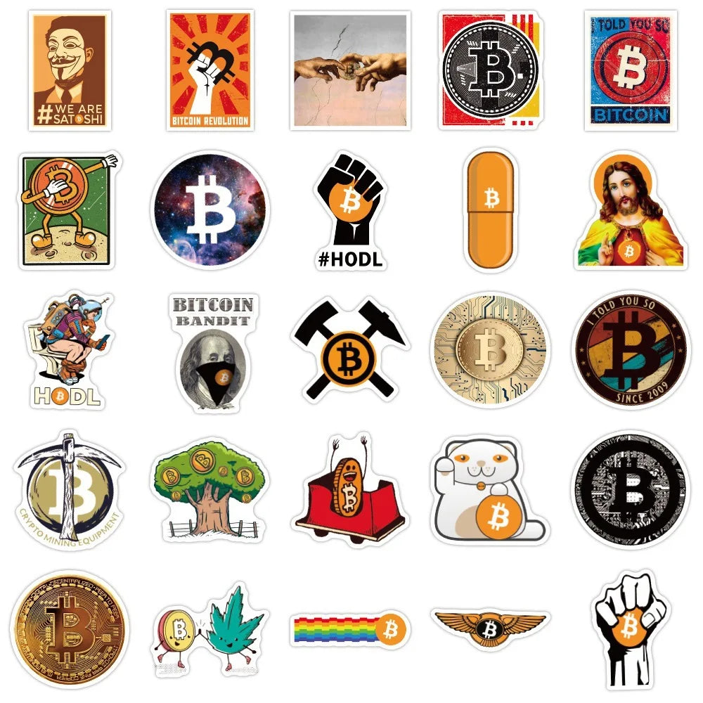 Bitcoin BTC Cartoon Graffiti Stickers