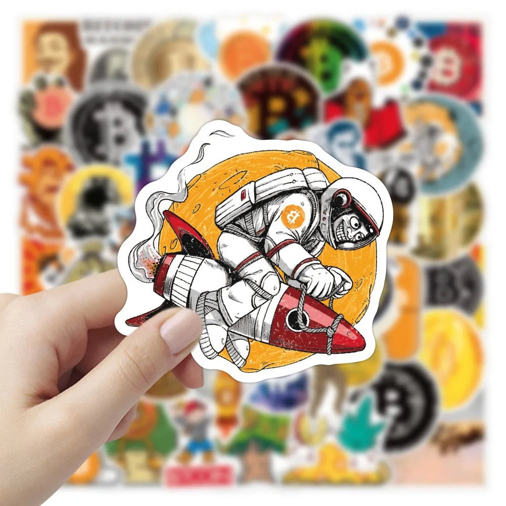 Bitcoin BTC Cartoon Graffiti Stickers