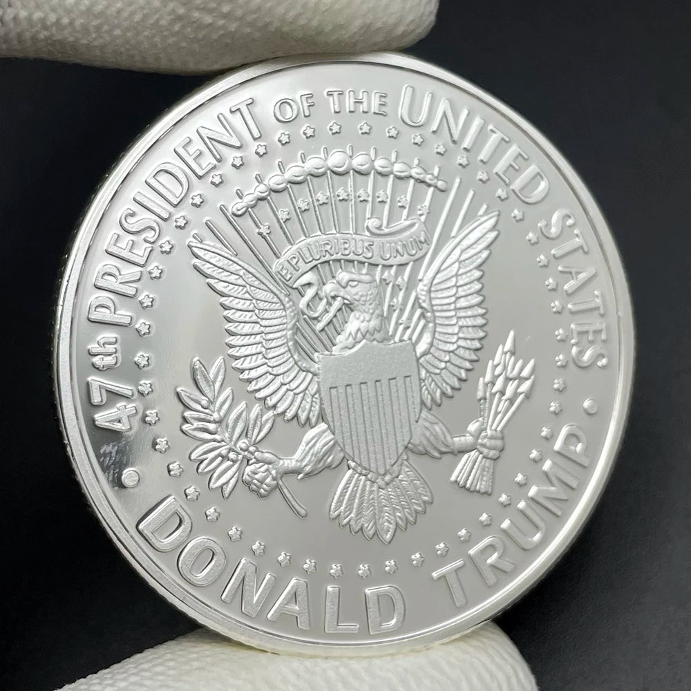 2024 Attack on Donald Trump Silver Coin 47th President of The United States Fight Never Surrender Challenge Coin Collectibles